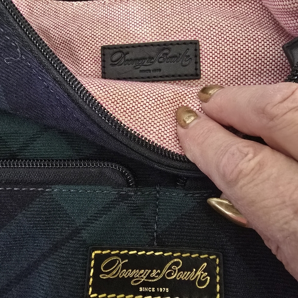 Dooney & Bourke Navy Green Plaid Tartan Bag Purse & Authentic paper - Picture 12 of 13